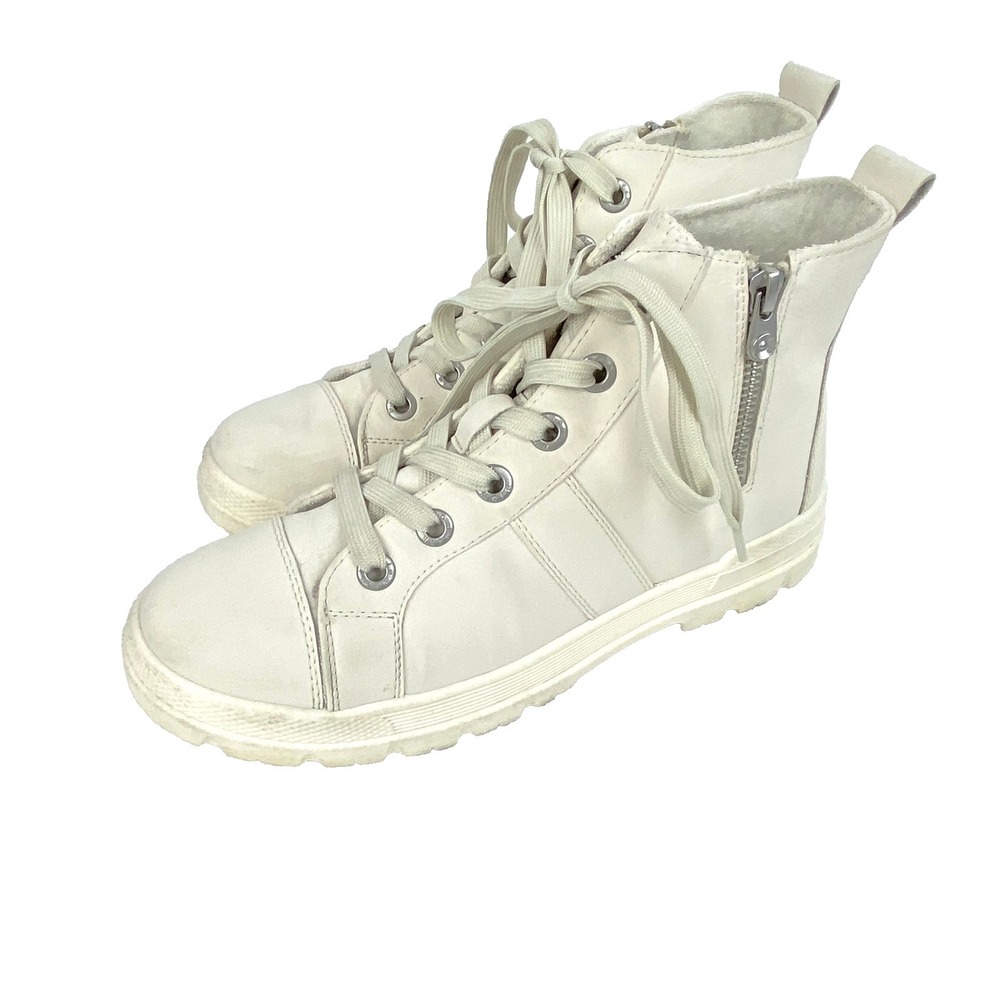 Blowfish Malibu Ankle Boots Hi Top Sneakers Women's 8 Cream Shoes Lace Up Flats